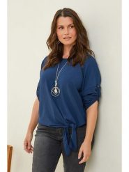 Curvy Lady Bluzka w kolorze granatowym rozmiar: 40/42. Niebieskie bluzki damskie Curvy Lady, bez wzorów, klasyczne, bez kołnierzyka, bez ramiączek. Za 104.39 zł.