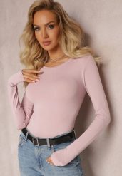 Różowa Bluzka z Elastycznej Bawełny o Dopasowanym Kroju Evas. Czerwone bluzki damskie Renee, xl, bez wzorów, z bawełny, bez kołnierzyka, bez ramiączek. Za 19.99 zł.