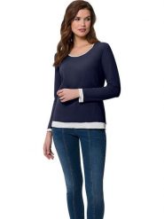 Heine Koszulka w kolorze granatowym rozmiar: 48. Niebieskie koszulki damskie Heine, bez wzorów, bez kołnierzyka, bez ramiączek. Za 60.88 zł.