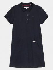 Tommy Hilfiger Sukienka codzienna KG0KG07816 Granatowy Regular Fit. Niebieskie sukienki dziewczęce Tommy Hilfiger, bez wzorów, z bawełny, bez ramiączek, proste. Za 349.99 zł.