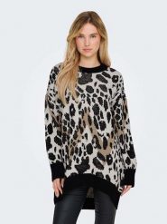 ONLY Sweter w kolorze czarno-jasnobrązowym rozmiar: XL. Brązowe swetry klasyczne damskie Only, xl, bez kołnierzyka. Za 83.42 zł.