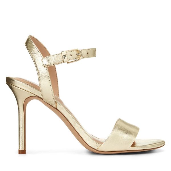 Sandały LAUREN RALPH LAUREN. Żółte sandały damskie Lauren Ralph Lauren, bez wzorów, bez obcasa, na szpilce, bez zapięcia. Za 639.99 zł.