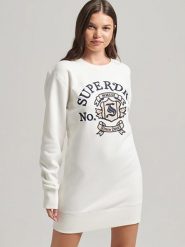 Superdry Sukienka dresowa w kolorze białym rozmiar: M. Białe sukienki damskie Superdry, bez wzorów, z bawełny, bez ramiączek. Za 225.05 zł.