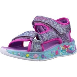 Sandały SKECHERS LIGHTS MERMAID DR Fioletowy. Fioletowe sandały damskie Skechers, bez wzorów, z materiału, bez obcasa, bez zapięcia. Za 290.00 zł.
