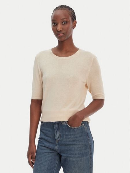 BOSS Sweter C_Fiaffu 50557077 Beżowy Regular Fit. Brązowe swetry klasyczne damskie Boss, s, z syntetyku, bez kołnierzyka. Za 277.99 zł.