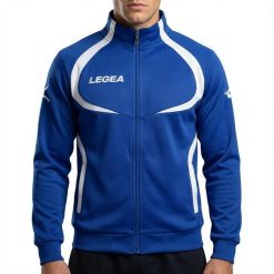 Kurtka Damska Biegowa Tokyo Oddychający Poliester Niebiesko-Biała. Białe kurtki sportowe damskie LEGEA, xl, bez wzorów, z bawełny, bez kaptura. Za 64.00 zł.