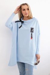 Bluza oversize z asymetrycznymi bokami błękitna. Niebieskie bluzy damskie KESI, l, bez wzorów, z bawełny, bez kaptura. Za 209.11 zł.