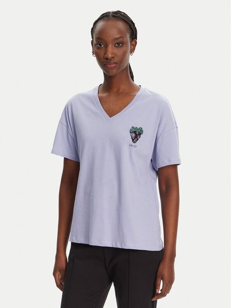 Liu Jo T-Shirt WA5366 JS904 Fioletowy Regular Fit. Fioletowe t-shirty damskie Liu Jo, s, bez wzorów, z bawełny, bez kołnierzyka. Za 169.99 zł.