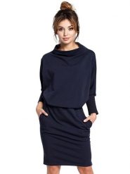 Be Wear Sukienka w kolorze granatowym rozmiar: L/XL. Niebieskie sukienki damskie Be Wear, bez wzorów, bez ramiączek. Za 69.95 zł.