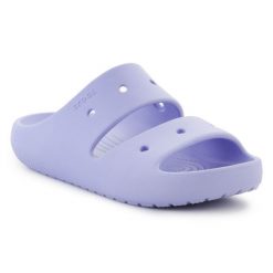 Klapki Crocs Classic Sandal V2 209403-5BN fioletowe. Fioletowe klapki damskie bez wzorów, bez obcasa, bez zapięcia. Za 255.44 zł.
