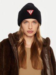 Guess Czapka AW5234 VIS01 Czarny. Czarne czapki damskie Guess, na zimę, z aplikacjami, z materiału. Za 209.99 zł.