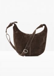 Torebka na ramię z zamszu. Szare torebki klasyczne damskie bonprix, na ramię, duże, bez dodatków. Za 169.99 zł.