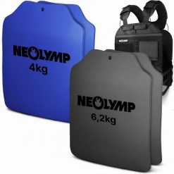 Zestaw kamizelka z obciążeniem 20 kg z 4 płytkami do indywidualnego treningu. Kamizelki damskie NEOLYMP, bez wzorów, bez kaptura. Za 749.49 zł.
