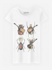 WOOOP Koszulka "Beetles" w kolorze białym rozmiar: XL. Białe koszulki damskie Wooop, xl, bez wzorów, z bawełny, bez kołnierzyka, bez ramiączek. Za 56.99 zł.