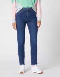 WRANGLER RETRO SKINNY DAMSKIE SPODNIE JEANSOWE JEANSY DEEP SEA W253WB12S 112128003. Niebieskie jeansy damskie Wrangler, bez wzorów, z jeansu. Za 199.99 zł.