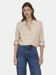 ONLY Koszula Goa 15363991 Beżowy Loose Fit. Brązowe koszule damskie Only, xs, bez wzorów, ze lnu, bez kołnierzyka, bez ramiączek. Za 169.99 zł.