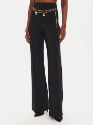 Elisabetta Franchi Spodnie palazzo PA-T35-46E2 Czarny Regular Fit. Czarne spodnie materiałowe damskie Elisabetta Franchi, bez wzorów, z materiału. Za 1,499.00 zł.