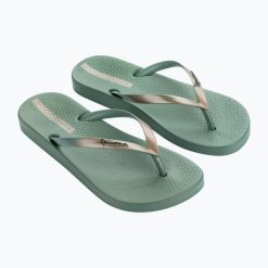 Japonki damskie Ipanema Anat Connect II. Zielone klapki damskie Ipanema, bez wzorów, z materiału, bez obcasa, bez zapięcia. Za 83.99 zł.