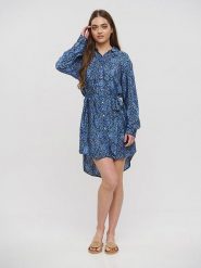 BLE Sukienka koszulowa w kolorze niebieskim rozmiar: M/L. Niebieskie sukienki damskie BLE, bez wzorów, z tkaniny, bez ramiączek. Za 109.26 zł.