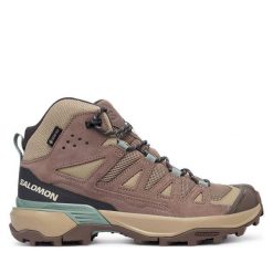 Trekkingi Salomon. Brązowe obuwie trekkingowe damskie Salomon, bez zapięcia. Za 709.99 zł.