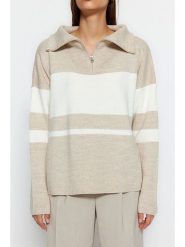 Trendyol Sweter w kolorze beżowym rozmiar: M. Brązowe swetry klasyczne damskie Trendyol, m, bez kołnierzyka. Za 73.99 zł.