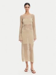 Fracomina Sukienka dzianinowa FS25SD5004K514O7 Beżowy Slim Fit. Brązowe sukienki damskie Fracomina, bez wzorów, z dzianiny, bez ramiączek. Za 309.99 zł.