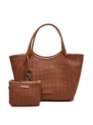 Emporio Armani Torebka EW001009 AF14309 U6164 Brązowy. Brązowe shopper bag Emporio Armani, ze skóry, bez dodatków. Za 989.99 zł.