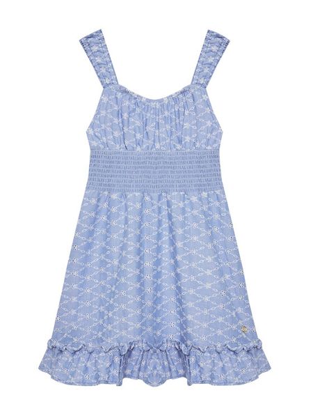 Guess Sukienka codzienna J5GK17 WH7K0 Niebieski Regular Fit. Niebieskie sukienki dziewczęce Guess, z aplikacjami, z bawełny, bez ramiączek, proste. Za 189.99 zł.
