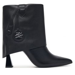 Botki KARL LAGERFELD. Czarne botki damskie KARL LAGERFELD, bez obcasa, na słupku, bez zapięcia. Za 1,189.00 zł.