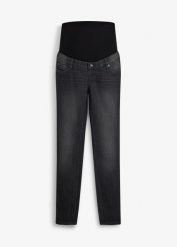 Elastyczne jeansy ciążowe z bawełną organiczną, skinny. Szare jeansy damskie bonprix, moda ciążowa. Za 169.99 zł.