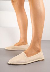 Beżowe Espadryle Balerinki z Ozdobnymi Przeszyciami Firavione. Brązowe espadryle damskie Born2be, bez wzorów, bez obcasa. Za 44.99 zł.