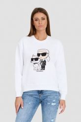 KARL LAGERFELD Biała bluza damska Ikonik 2.0. Białe bluzy damskie KARL LAGERFELD, s, bez wzorów, z bawełny, bez kaptura. W wyprzedaży za 639.99 zł.