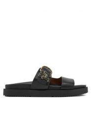 Tommy Hilfiger Klapki FW0FW08512 Czarny. Czarne klapki damskie Tommy Hilfiger, bez wzorów, ze skóry, bez obcasa, bez zapięcia. Za 399.99 zł.