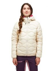 Kurtka Peak Performance puchowa damska Helium Down Hood Jacket beżowa - L. Brązowe kurtki damskie Peak Performance, na lato, l, bez wzorów, z elastanu, bez kaptura. Za 1,094.05 zł.