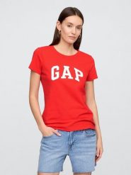 GAP Koszulka w kolorze czerwonym rozmiar: M. Czerwone bluzki damskie GAP, m, bez wzorów, z bawełny, bez kołnierzyka, bez ramiączek. Za 74.63 zł.
