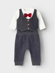 NAME IT Komplet body i spodnie 13223335 Niebieski Regular Fit. Niebieskie spodnie niemowlęce Name it, bez wzorów, z bawełny. Za 129.99 zł.