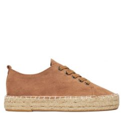 Espadryle DeeZee. Brązowe espadryle damskie DeeZee, bez wzorów, bez obcasa. Za 119.99 zł.
