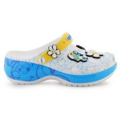 Klapki Crocs Smurfs Platform clog 210822-90H białe. Białe klapki damskie bez wzorów, bez obcasa, bez zapięcia. Za 490.22 zł.