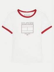 Tommy Hilfiger T-Shirt KG0KG08528 D Biały Regular Fit. Białe koszulki i t-shirty dziewczęce Tommy Hilfiger, bez wzorów, z bawełny, bez kołnierzyka, bez ramiączek. Za 79.99 zł.