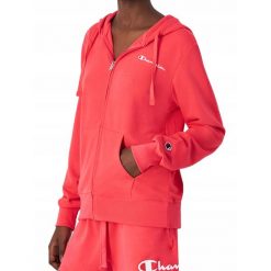 Bluza dresowa damska CHAMPION z kapturem bawełniana. Czerwone bluzy damskie Champion, bez wzorów, z bawełny, z kapturem. Za 223.00 zł.