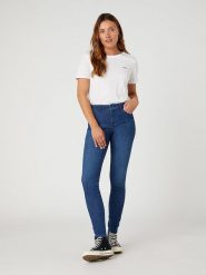 Wrangler Dżinsy "Good life" - Skinny fit - w kolorze granatowym rozmiar: W29/L30. Niebieskie jeansy damskie Wrangler, z podwyższonym stanem. Za 184.46 zł.