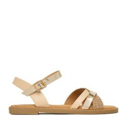 Sandały JENNY. Żółte sandały damskie Jenny, bez wzorów, bez obcasa, na płaskiej podeszwie, bez zapięcia. Za 99.99 zł.