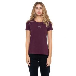 Leone 1947 Never Without Damen Kurzarm-T-Shirt with Strass-Logo. Czerwone t-shirty damskie LEONE 1947 APPAREL, bez wzorów, z bawełny, bez kołnierzyka. W wyprzedaży za 84.20 zł.
