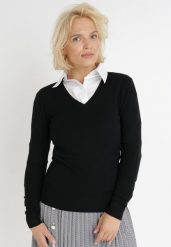 Czarny Sweter Ianthine. Czarne swetry klasyczne damskie Born2be, s, z jeansu, bez kołnierzyka. Za 44.99 zł.