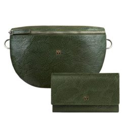 Portfel damski skórzany T-09-GR i saszetka nerka damska T-36-PGB zestaw prezentowy Paolo Peruzzi ZUP-136-PGB. Brązowe nerki i saszetki damskie bez wzorów, ze skóry. Za 225.90 zł.