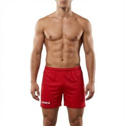 Szorty do biegania z elastycznym pasem czerwone. Czerwone spodenki sportowe damskie LEGEA, m, bez wzorów, z bawełny, do biegania. Za 80.00 zł.