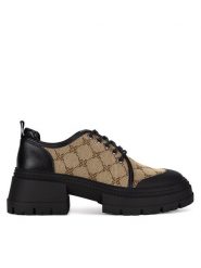 Nine West Oxfordy WFA3033-3 Beżowy. Brązowe półbuty damskie Nine West, bez wzorów, z materiału, bez obcasa, bez zapięcia. Za 249.99 zł.