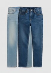 2-PAK JEANSÓW DAMSKICH LEE CBL MOM JEANS DENIM DAYS L34HUXE27 112340616 AND SKINNY SO CHIC L34GUZE28 112340591. Niebieskie rurki damskie Lee, bez wzorów, z denimu. W wyprzedaży za 79.99 zł.
