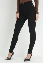Czarne Spodnie Skinny Phenicia. Czarne rurki damskie Born2be, z aplikacjami, z bawełny. Za 64.99 zł.