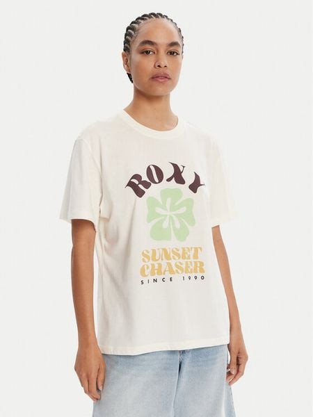 Roxy T-Shirt Hangloose Poster ERJZT06018 Écru Regular Fit. T-shirty damskie Roxy, xs, bez wzorów, z bawełny, bez kołnierzyka. Za 59.99 zł.